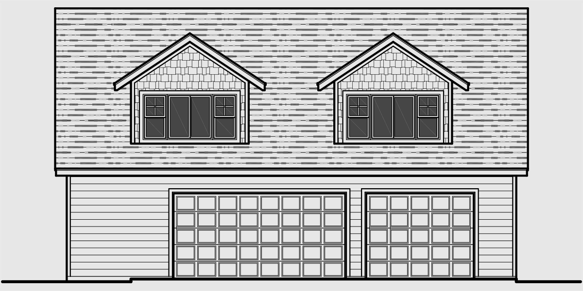 House front color elevation view for CGA-97 Studio Garage Plans, apartment over garage, 3 car garage plans, CGA-97
