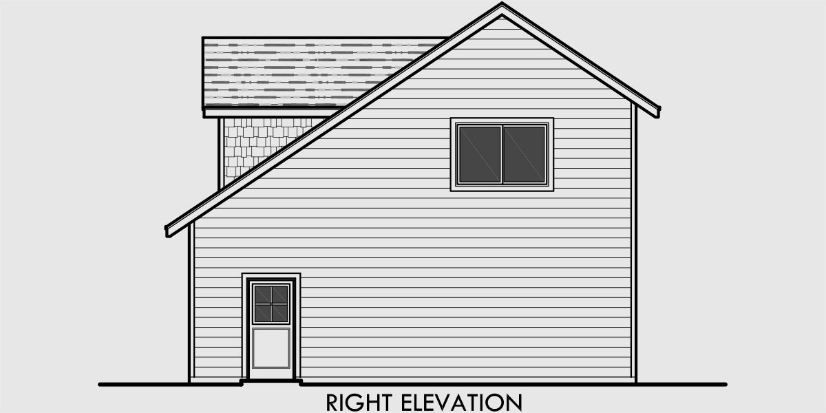 House rear elevation view for CGA-97 Studio Garage Plans, apartment over garage, 3 car garage plans, CGA-97