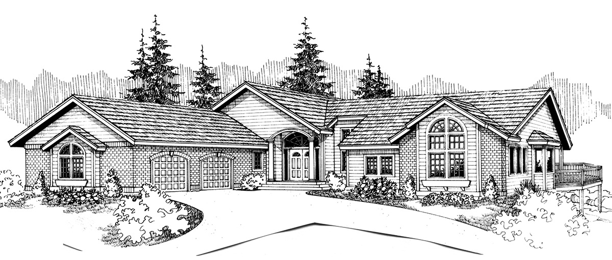 9863 House plans, side entry garage, house plans with shop, daylight basement house plans