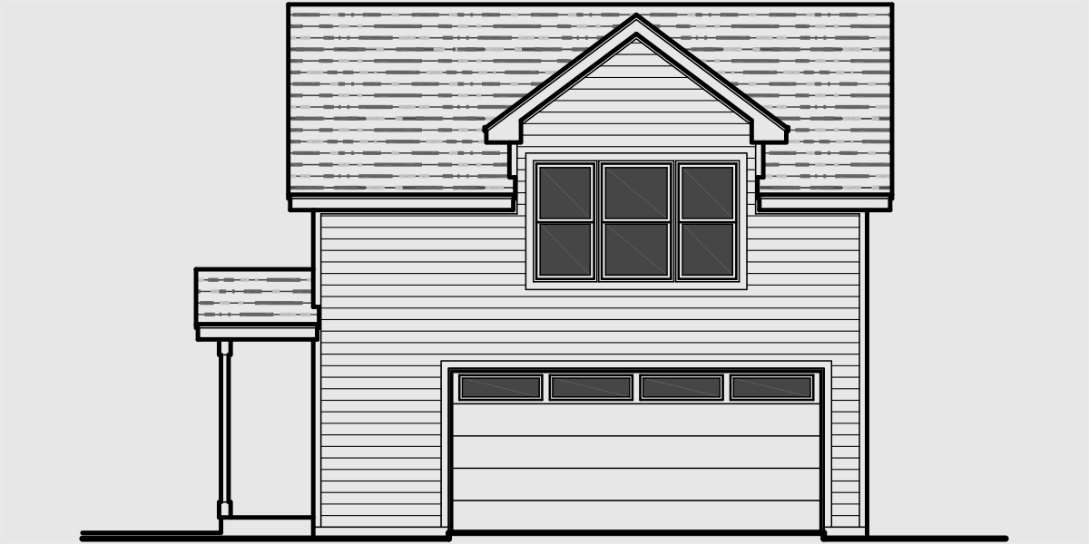 House front color elevation view for CGA-99 Studio Garage Plans, apartment over garage, 2 car garage plans, CGA-99