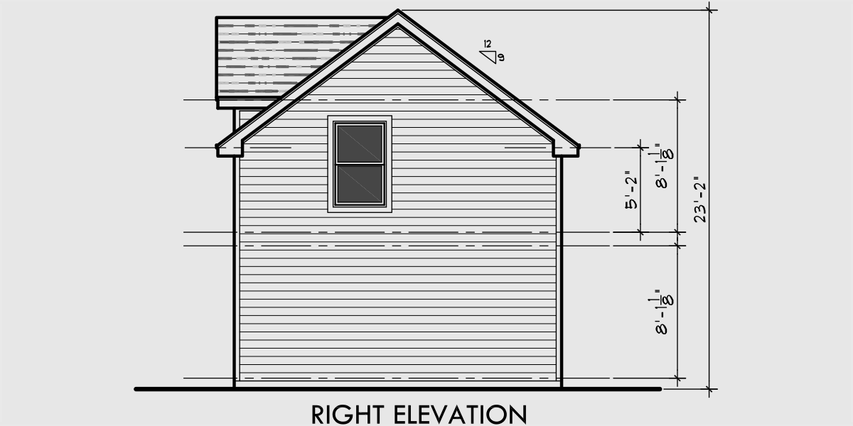 House rear elevation view for CGA-99 Studio Garage Plans, apartment over garage, 2 car garage plans, CGA-99