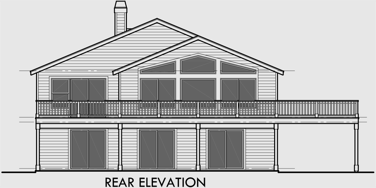 House front color elevation view for 9991 House plans with side garage, sloping lot house plans, house plans with basement, master on the main floor plans, 9991