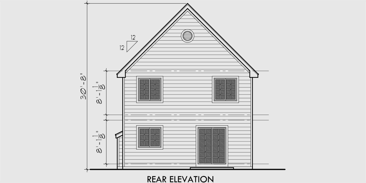 House side elevation view for 10101 Victorian Narrow Lot House Plan front Bay Window
