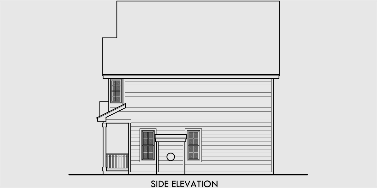 House front drawing elevation view for 10101 Victorian Narrow Lot House Plan front Bay Window