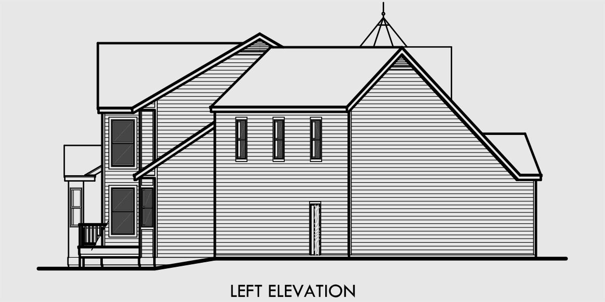 House rear elevation view for 9989 Victorian house plans, luxury house plans, master bedroom on main floor, bonus room house plans, 9989