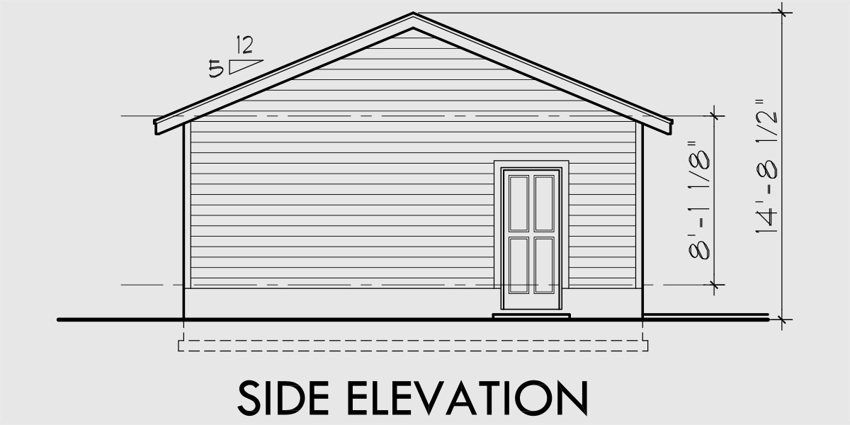 House front drawing elevation view for CGA-92 24 ft wide x 22 ft deep, 2 car garage plans, CGA-92