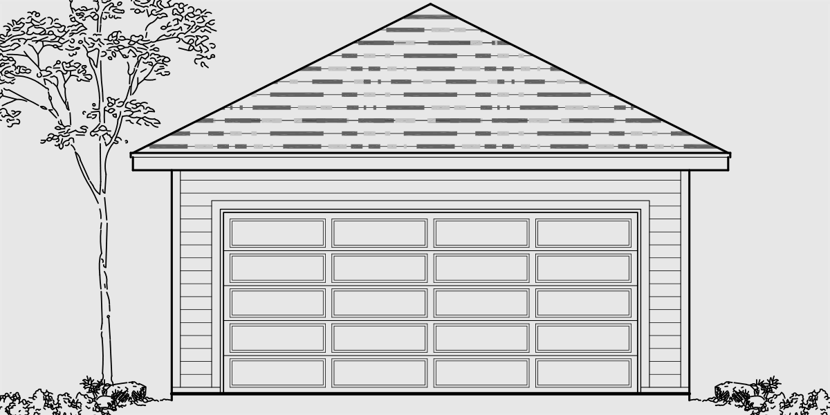 House front color elevation view for CGA-93 Two car garage plans, 20 ft wide x 25 ft deep garage plans, CGA-93