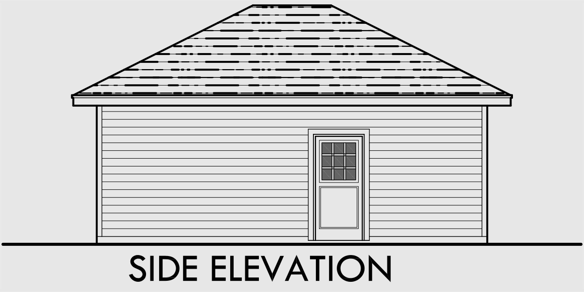 House side elevation view for CGA-93 Two car garage plans, 20 ft wide x 25 ft deep garage plans, CGA-93