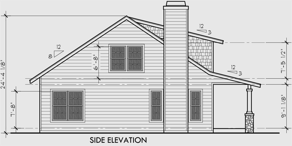 House front drawing elevation view for 10122 Bungalow House Plans, Large Porch House Plans, 1.5 Story House Plans, House Plans with Dormer Windows