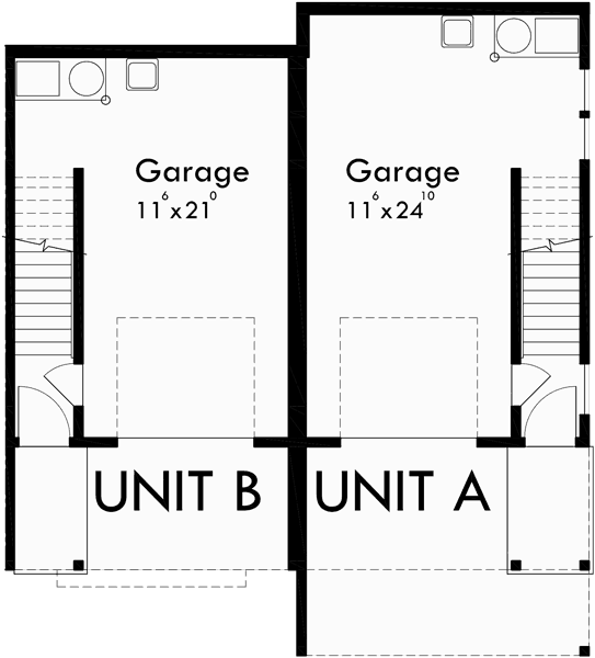 Lower Floor Plan for FV-560 Modern style five unit row house w/ owners units