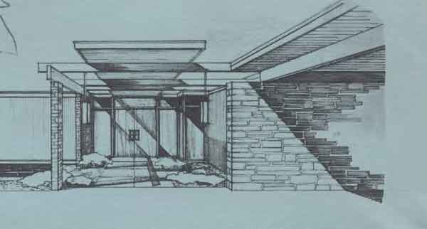 House front drawing elevation view for 9020 Contemporary Archive Home Design 