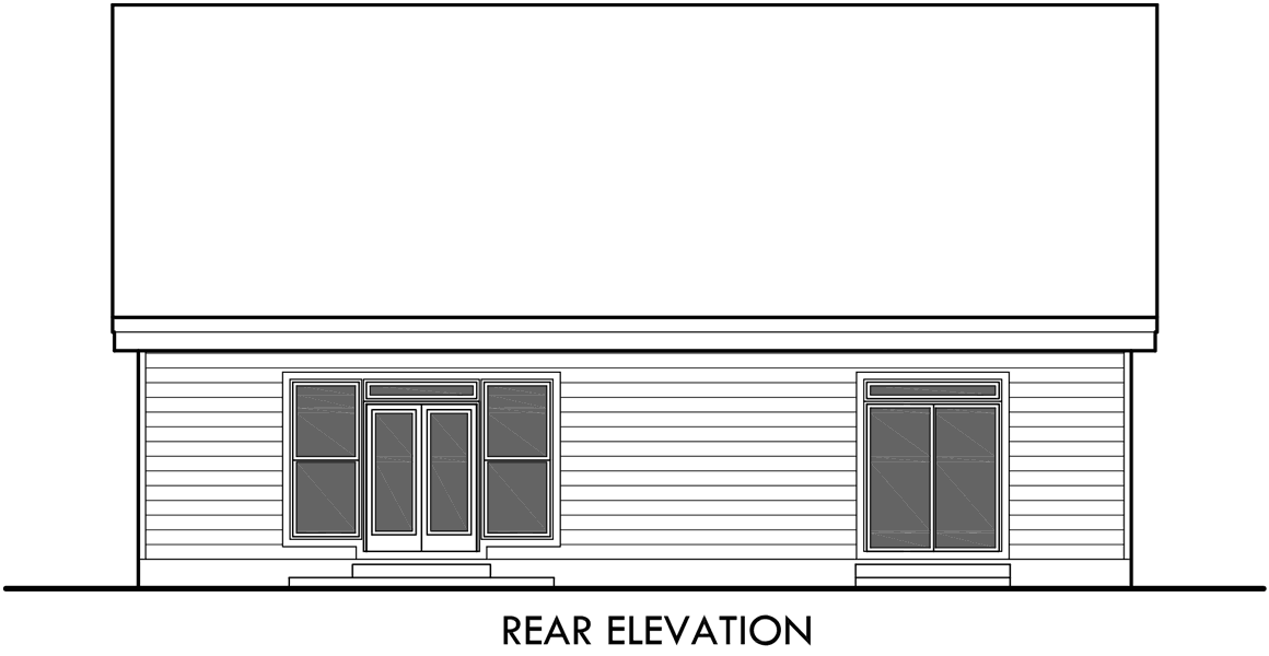 House rear elevation view for 10134 House plans, master on the main house plans, bungalow house plans, Hood River house plans, 1.5 story house plans, 10134