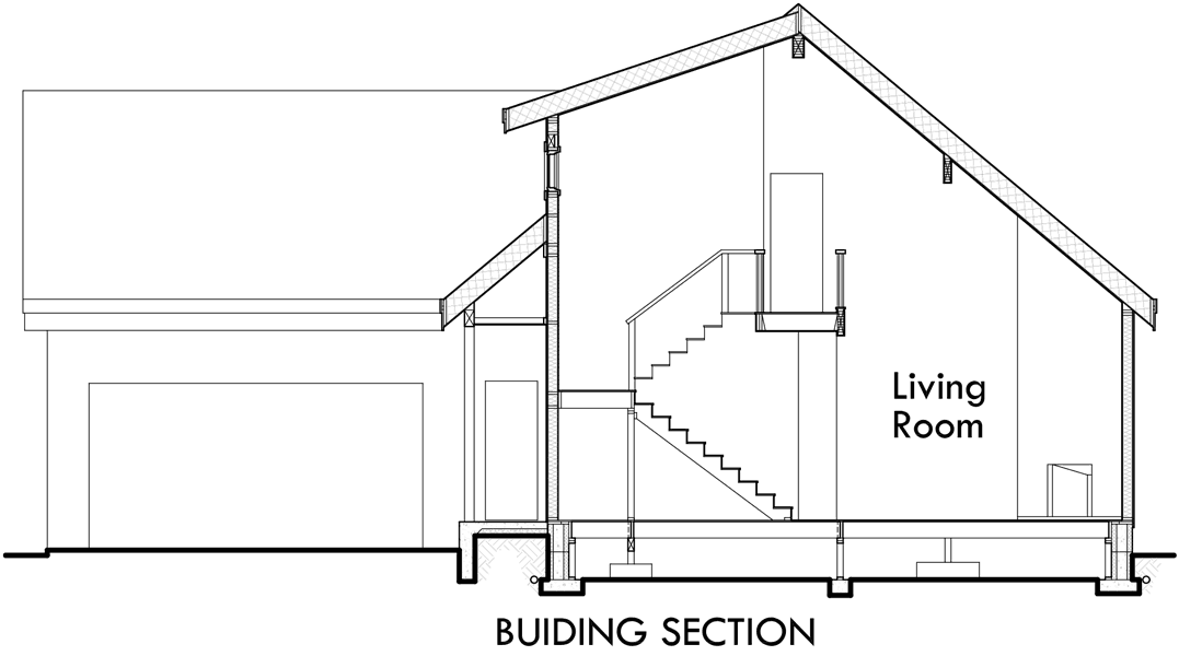 House side elevation view for 10134 House plans, master on the main house plans, bungalow house plans, Hood River house plans, 1.5 story house plans, 10134