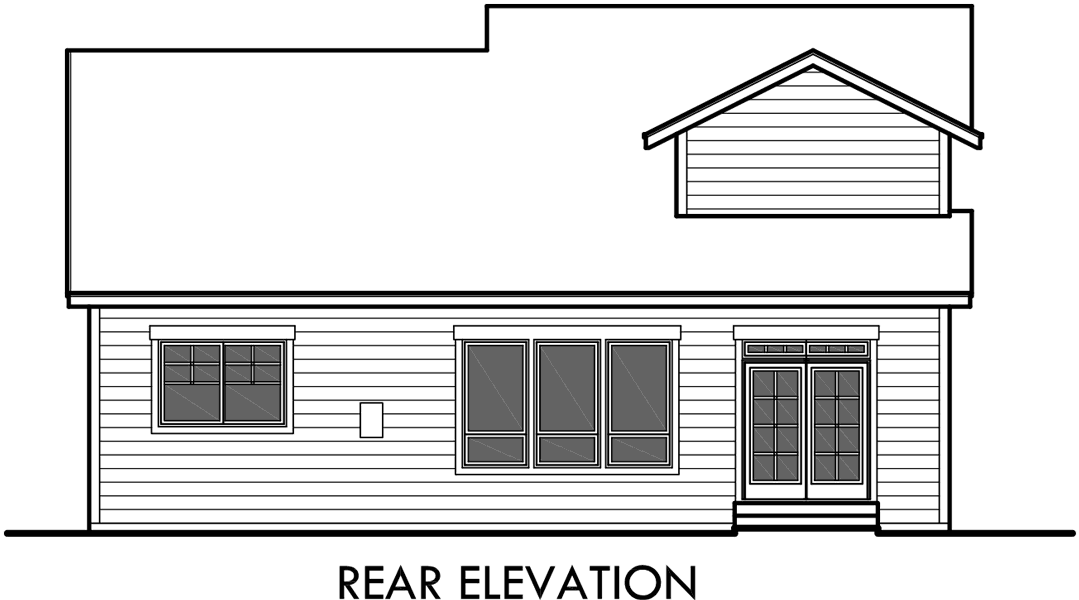 House rear elevation view for 10144 House plans, master on the main house plans, 2 story house plans, traditional house plans, house plans with bonus room, 10144