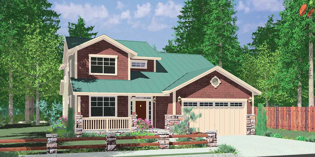 House front color elevation view for 10144 House plans, master on the main house plans, 2 story house plans, traditional house plans, house plans with bonus room, 10144