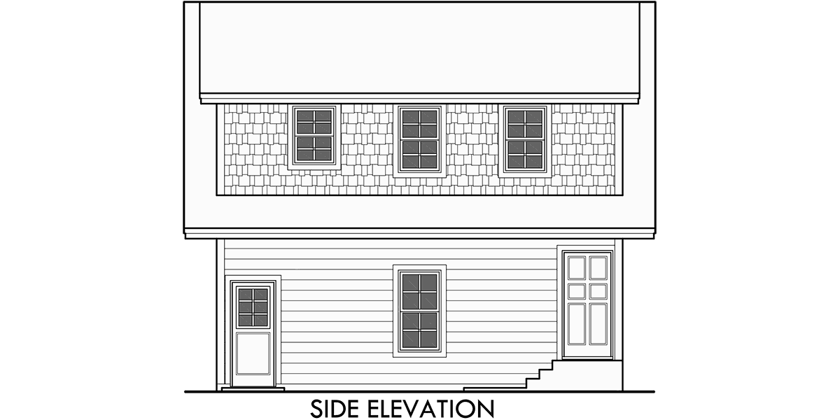 House front drawing elevation view for 10129 garage apartment carriage House Plans ADU 