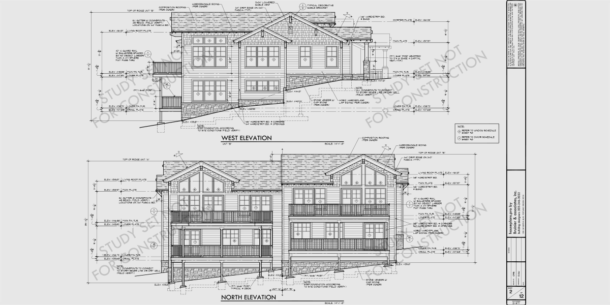 House front drawing elevation view for Study Free Sample Study Set 