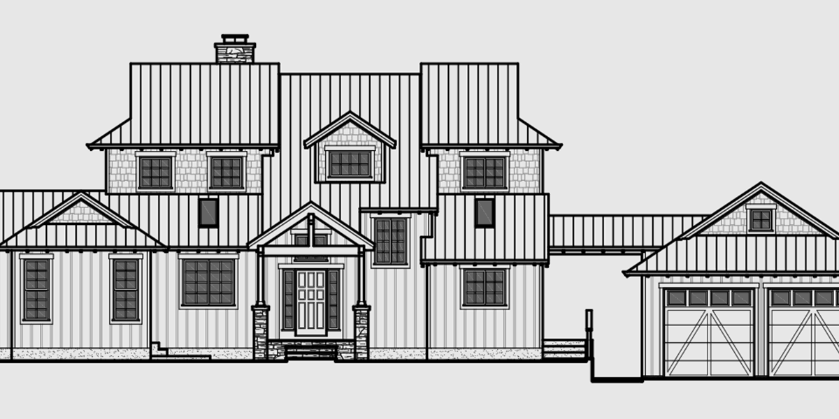 House front color elevation view for 10148 Custom house plans, 2 story house plans, master on main floor, bonus room house plans, 10148