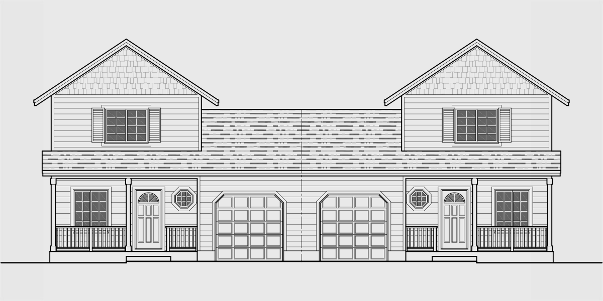 House side elevation view for D-603 Duplex House Plan With First Floor Master Bedroom