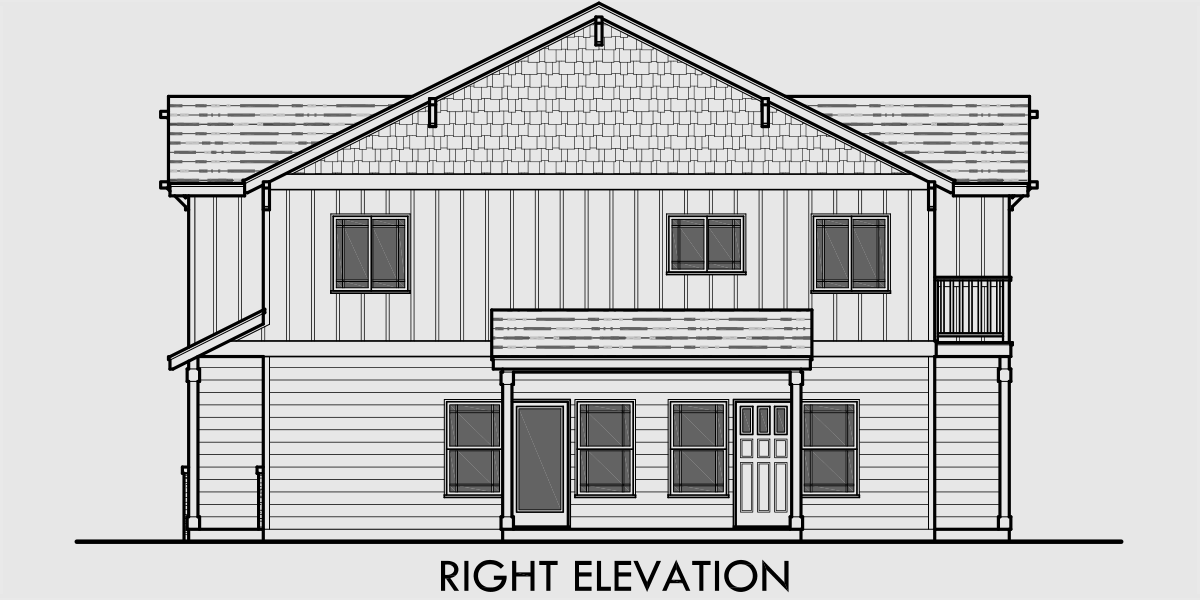 House rear elevation view for FV-579 Townhouse plan with cabana room, gym, office FV-579