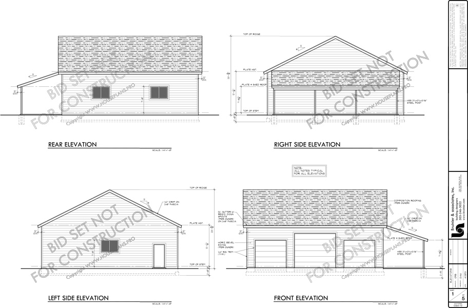 House front color elevation view for CGA-112 40x40 garage plan