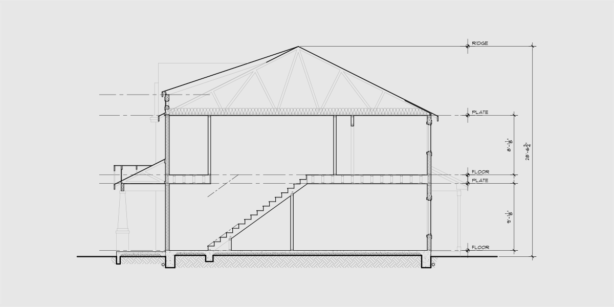 House rear elevation view for FV-605 Custom 5 Plex Townhouse Plan