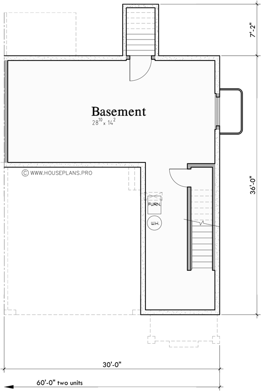 Lower Floor Plan for D-723 Discover the perfect basement duplex house plan with a two-car garage for your dream home or building project. Elevate your living spaces today! Explore now! 