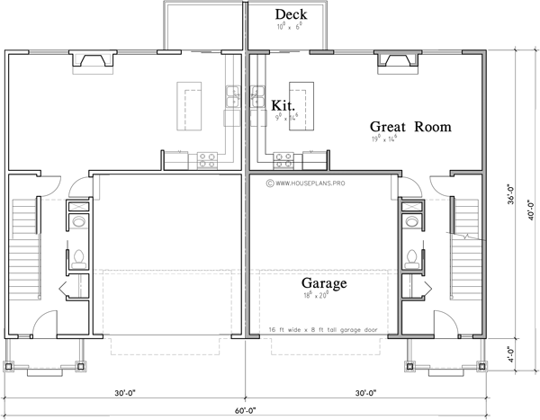 Main Floor Plan 2 for D-723 Discover the perfect basement duplex house plan with a two-car garage for your dream home or building project. Elevate your living spaces today! Explore now! 