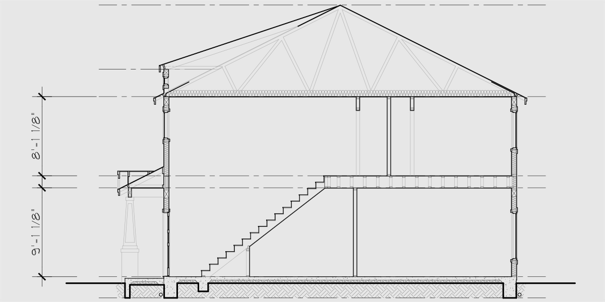 House rear elevation view for D-734 4 bedroom duplex house plan D-734