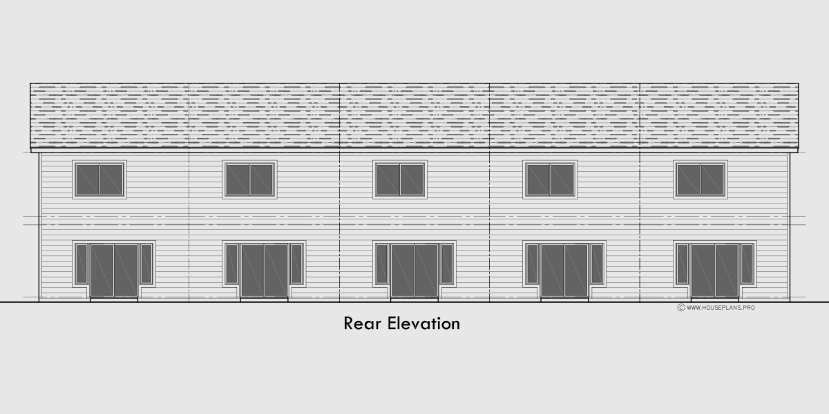 House side elevation view for FV-665 Experience the elegance and functionality of our 19 ft wide narrow townhouse plans. With 2 master bedrooms and a garage, your dream home awaits. Act now!