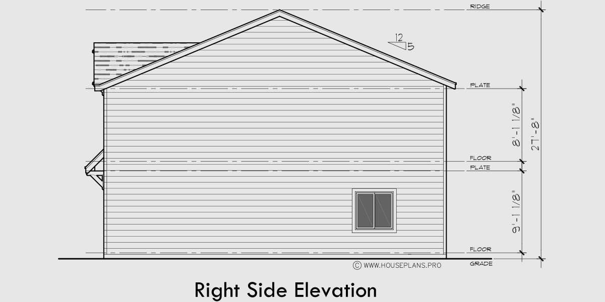 House rear elevation view for FV-665 Experience the elegance and functionality of our 19 ft wide narrow townhouse plans. With 2 master bedrooms and a garage, your dream home awaits. Act now!