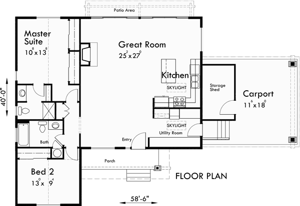 Main Floor Plan for 10145 Single Level House Plan features Open Living Area,
Structural Insulated Panels (SIPs) wall construction